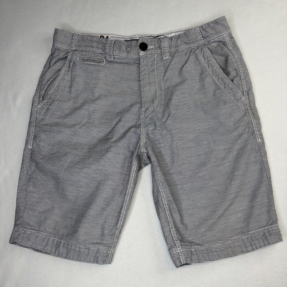 Fat Face Men's Striped Chino Shorts Size 34 White Blue 100% Cotton Casual